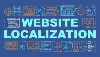 Website localisation word concepts banner. Manage multilingual websites, international SEO. Presentation, website. Isolated lettering typography idea with linear icons. Vector outline illustration