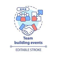 Team building event concept icon. Corporate collaboration activities idea thin line illustration. Teamwork and successful partnership. Employees cooperation. Vector isolated drawing. Editable stroke