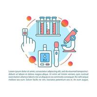 Blood sugar test article page vector template. Glucose level control. Brochure, magazine, booklet design element, linear icons, text box. Print design. Concept illustrations with text space