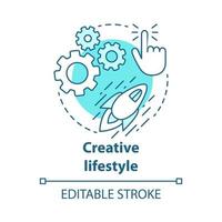 Creative lifestyle blue concept icon. Brainstorming idea thin line illustration. Imagination and original idea generation. Creative thinking. Vector isolated outline drawing. Editable stroke