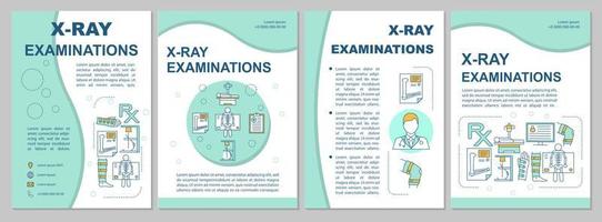 X-ray examination brochure template layout. Roentgen. Flyer, booklet, leaflet print design, linear illustrations. Radiological survey. Vector page layouts for annual reports, advertising posters