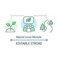 Nature lover lifestyle concept icon. Environment protection and preservation idea thin line illustration. Seed sowing. Environmentalist, naturalist. Vector isolated outline drawing. Editable stroke