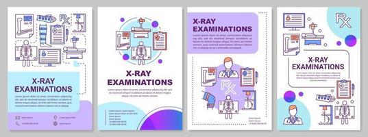 X-ray examination brochure template layout. Roentgen. Radiological survey. Flyer, booklet, leaflet print design, linear illustrations. Vector page layouts for annual reports, advertising posters