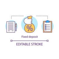 Savings concept icon. Fixed deposit idea thin line illustration. Creating investment account. Getting bigger profits, interest until maturity date. Vector isolated outline drawing. Editable stroke