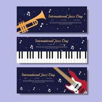 International Jazz Day Banner Collection vector