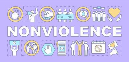 Nonviolence word concepts banner. Pacifism presentation, website. Isolated lettering typography idea with linear icons. Anti war protest. Peaceful public demonstration vector outline illustration