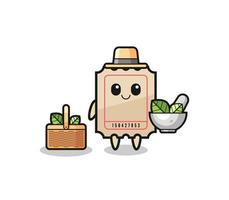 ticket herbalist cute cartoon vector