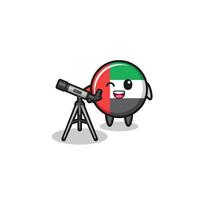 uae flag astronomer mascot with a modern telescope vector