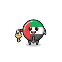linda bandera de los emiratos árabes unidos como mascota de un agente inmobiliario vector