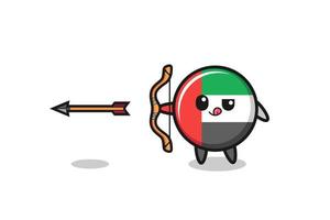 illustration of uae flag character doing archery vector