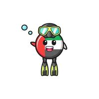 the uae flag diver cartoon character vector