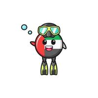 the uae flag diver cartoon character vector