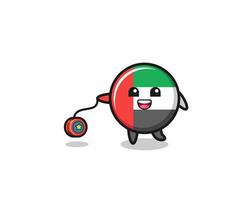 caricatura de la linda bandera de los emiratos árabes unidos tocando un yoyo vector