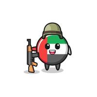 cute uae flag mascot as a soldier vector