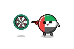 cute uae flag is playing dart vector