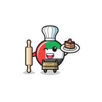 uae flag as pastry chef mascot hold rolling pin vector