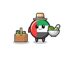 uae flag herbalist cute cartoon vector