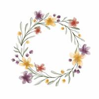 Vector watercolor flower wreath. Elegant floral design for invitation, wedding or greeting card.