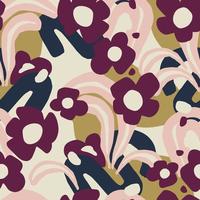 Vector contemporary modern flower and shapes collage illustration motif seamless repeat pattern fashion home kitchen print fabric textile digital artwork
