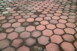 red hexagon shaped brick paving photo