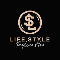 luxury fashion inspiration illustration logo with letter SL vector