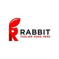 rabbit inspiration illustration logo with letter R vector