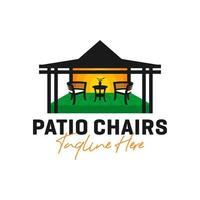 logotipo de ilustración de inspiración de muebles de patio en casa vector