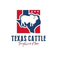 diseño de logotipo de ilustración de inspiración de vaca de texas vector