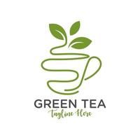 diseño de logotipo de ilustración de inspiración de bebida de té verde vector