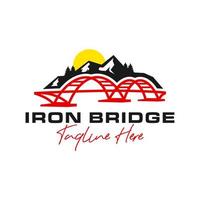 logotipo de ilustración de inspiración de construcción de puente de hierro vector