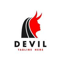 diseño de logotipo de ilustración de inspiración de cabeza de diablo vector