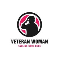 diseño de logotipo de ilustración de vector de veterano femenino