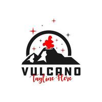 diseño de logotipo de ilustración de inspiración de volcán en erupción vector