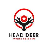 deer head circle illustration logo design vector