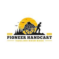 pioneer handcart inspiration illustration logo vector