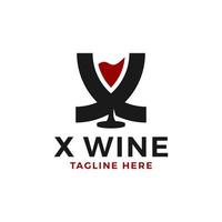 logotipo de ilustración de inspiración de vino tinto con letra x vector