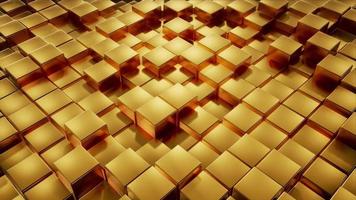 fond de mouvement de cubes d'or brillant empilés video