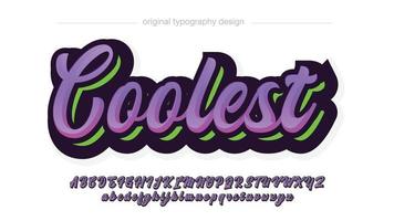 tipografía cursiva de trazo negrita púrpura y verde vector