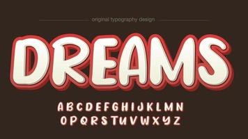 red and white rounded 3d cartoon uppercase letters vector