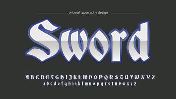 old script chrome metallic 3d gaming font vector