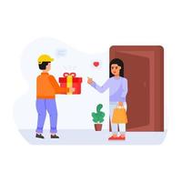 una ilustración de sitio web de compras en diseño plano vector