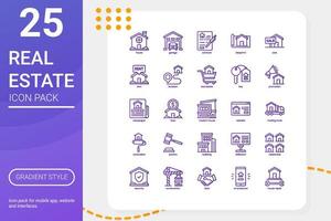 Real Estate icon pack for your website design, logo, app, UI. Real Estate icon basic line gradient design. Vector graphics illustration and editable stroke.