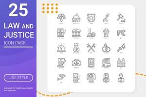 Law and Justice icon pack for your website design, logo, app, UI. Law and Justice icon outline design. Vector graphics illustration and editable stroke.