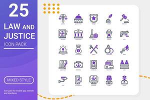 Law and Justice icon pack for your website design, logo, app, UI. Law and Justice icon mix line and solid design. Vector graphics illustration and editable stroke.