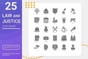 Law and Justice icon pack for your website design, logo, app, UI. Law and Justice icon glyph design. Vector graphics illustration and editable stroke.