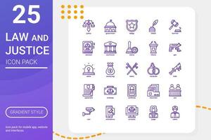 Law and Justice icon pack for your website design, logo, app, UI. Law and Justice icon basic line gradient design. Vector graphics illustration and editable stroke.