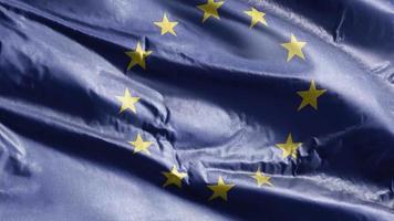 Europeiska unionens textilflagga vajar på vindslingan. Europeiska unionens banderoll svajar på vinden. tyg textilvävnad. full fyllning bakgrund. 10 sekunders loop. video