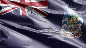 bandeira têxtil ilhas falkland acenando lentamente no loop de vento. bandeira das ilhas falkland balançando suavemente na brisa. tecido tecido têxtil. fundo de preenchimento completo. Ciclo de 20 segundos. video