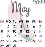 month calendar may 2022 vector