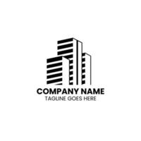 construction logo template with image of three apartment buildings vector